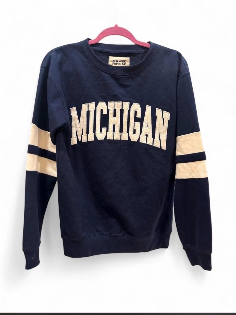 Women’s Navy Michigan Crewneck Sweatshirt by New York Popular